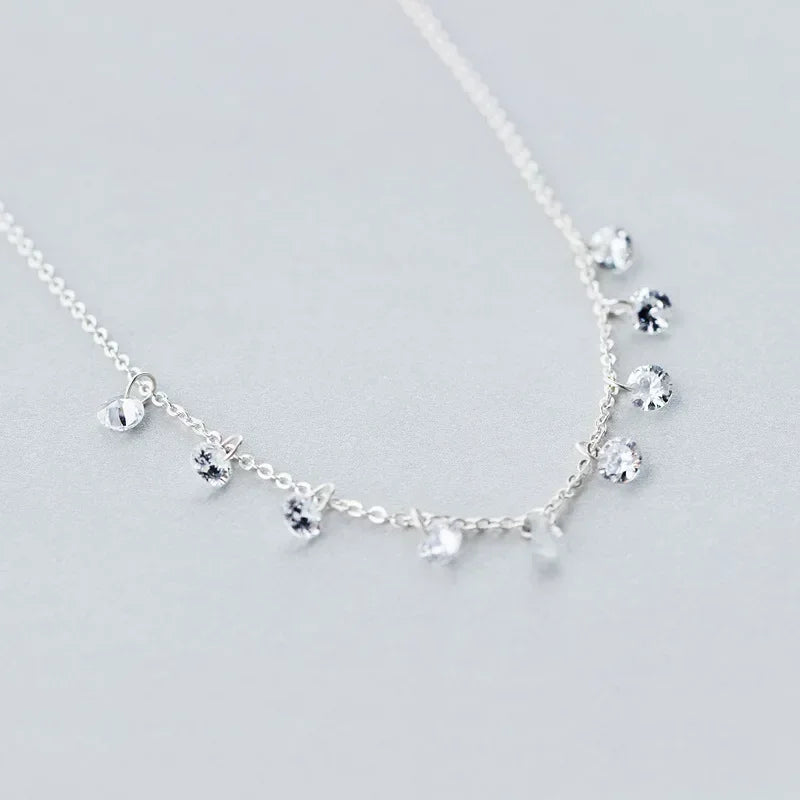 TrustDavis Real 925 Sterling Silver Fashion Sweet 4mm Dazzling CZ Charm Choker Necklace For Women Wedding Party Jewelry DA2718