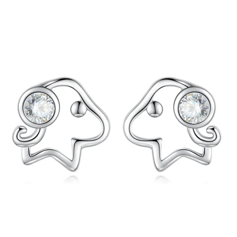 TrustDavis Authentic 100% 925 Sterling Silver Women Jewelry Fashion Cute Tiny Hollow Dog Stud Earrings For Daughter Girls DS288