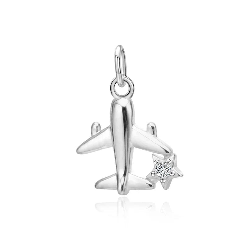 Plane Aircraft Shiny Charms Pendant DIY Accessories HY300