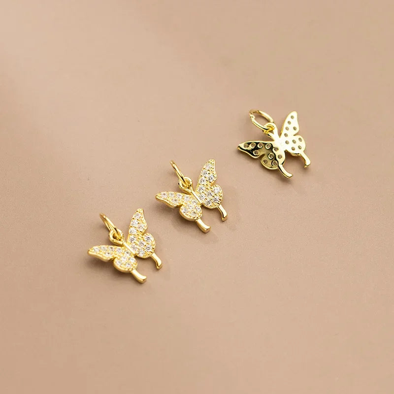 Butterfly Zircon Charm Pendant Handmade DIY Accessories Fine Jewelry HY301