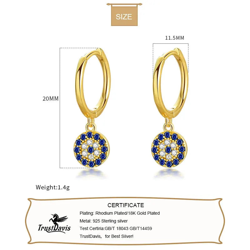 Shining Blue White Eye Earring Hoop Earrings ED400