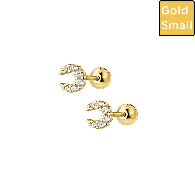 Mini Moon Dazzling Screw Stud Earrings DS564