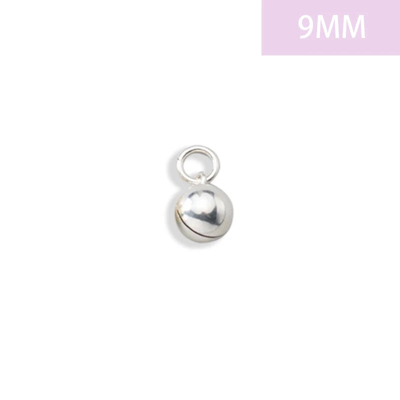 TrustDavis Real 925 Sterling Silver Glossy Round Small Bell Charm Pendant Handmade DIY Accessories Jewelry Wholesale DZ1792