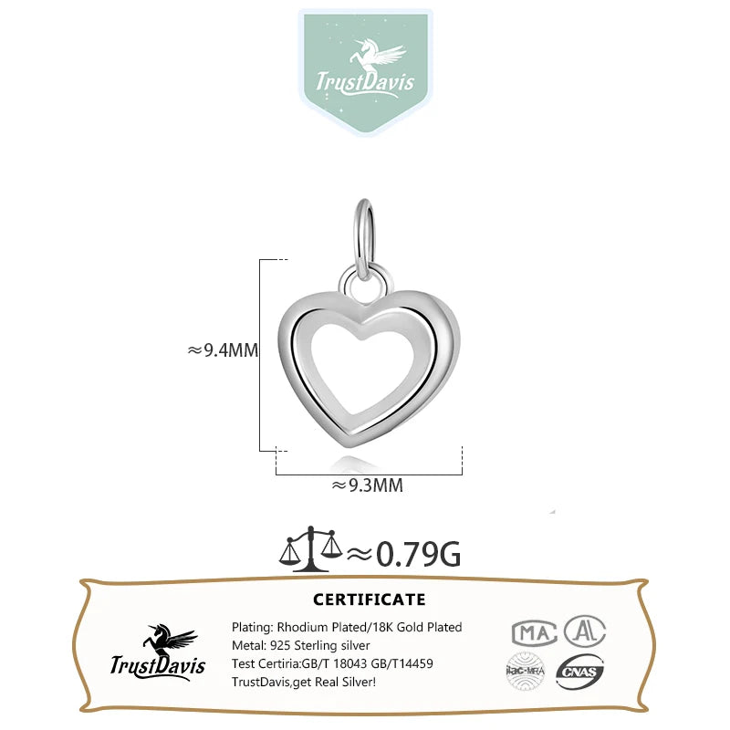 Hollow Heart Charm Pendant for Women Handmade DIY Accessories Jewelry DZ1032