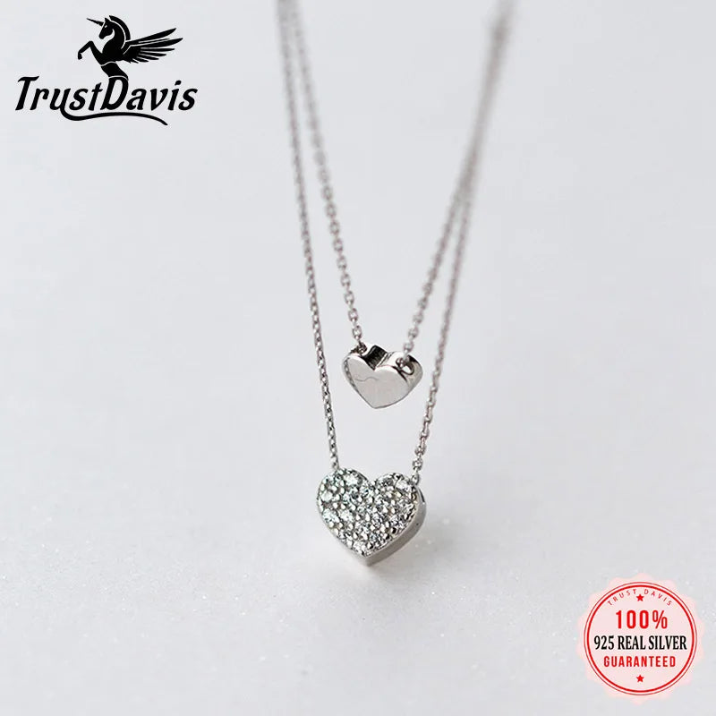 Double Heart Chain Necklace DB296
