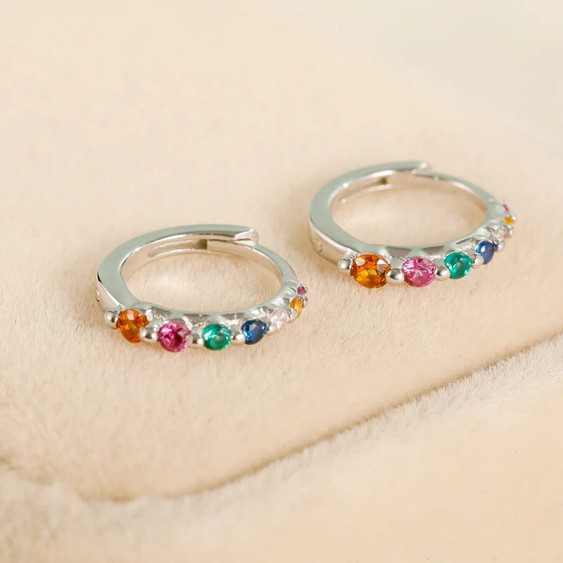 TrustDavis Girls 925 Sterling Silver Fine Geometric Hoop Earrings for Women Lady Wedding Party Fine S925 Jewelry DS4322