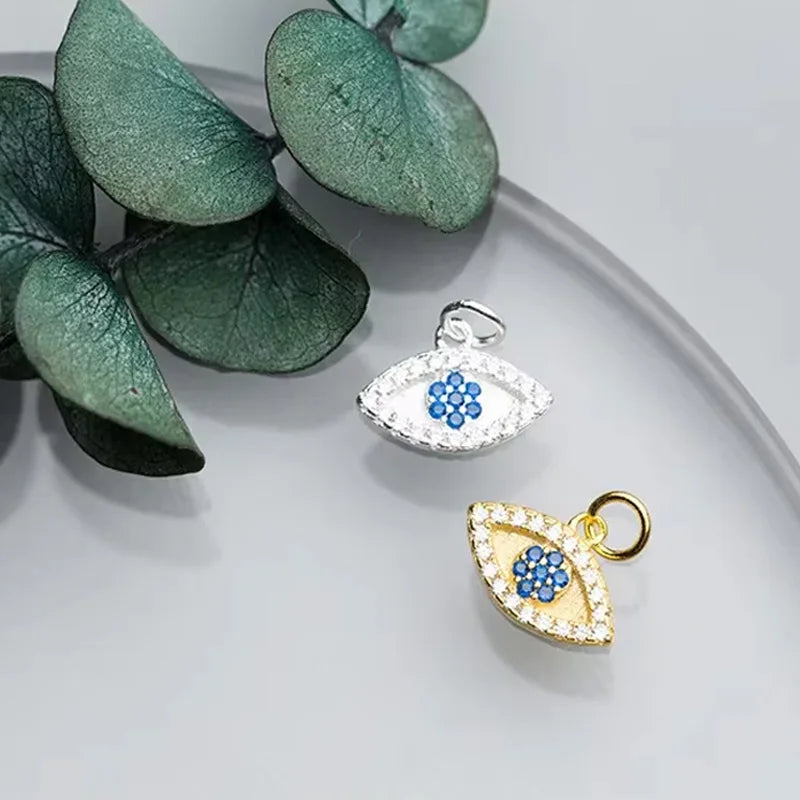 TrustDavis Real 925 Sterling Silver Fashion Sweet Eye Dazzling CZ Charm Pendant Handmade DIY Accessories Fine Jewelry HY354