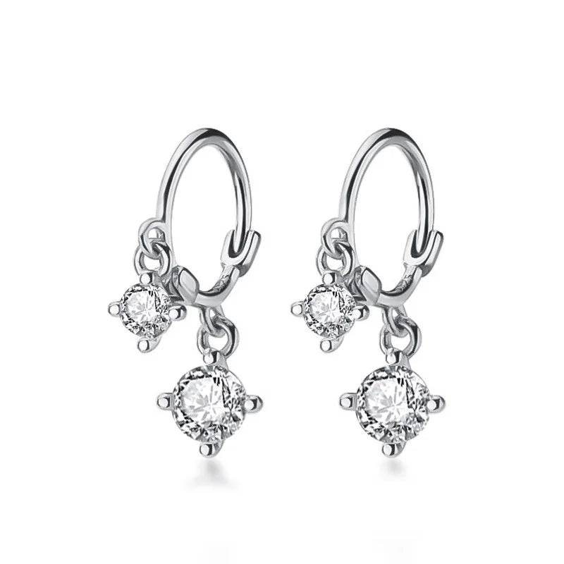 Trustdavis Womens Fashion 100% 925 Sterling Silver Gothic Dazzling CZ Stud Earrings For Wedding Party Silver 925 Jewelry G6120