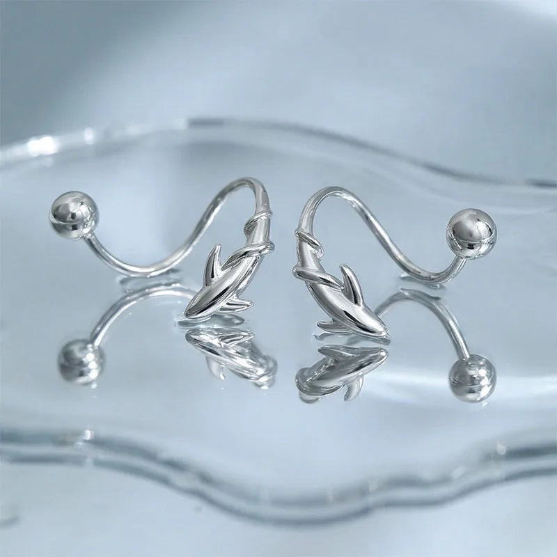 Silver Shark Screw Earrings DS5028