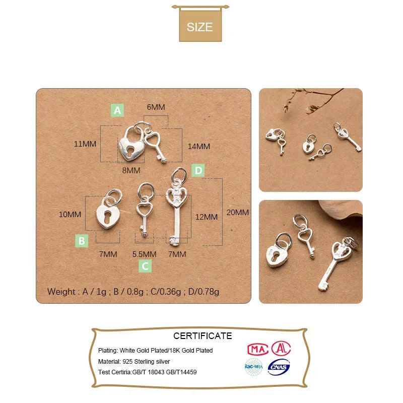 Heart Key Charm Pendant Handmade DIY Accessories DZ132