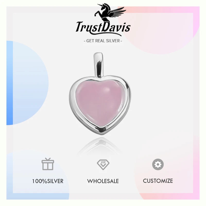 TrustDavis Real 925 Sterling Silver Fashion Sweet Heart Handmade DIY Necklace Bracelet Jewelry Accessories Party DZ1174