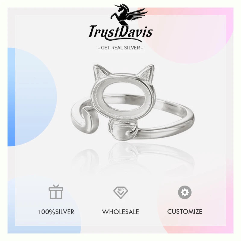 cat ring 3 4 5 6 empty bracket handmade DIY jewelry DZ1690
