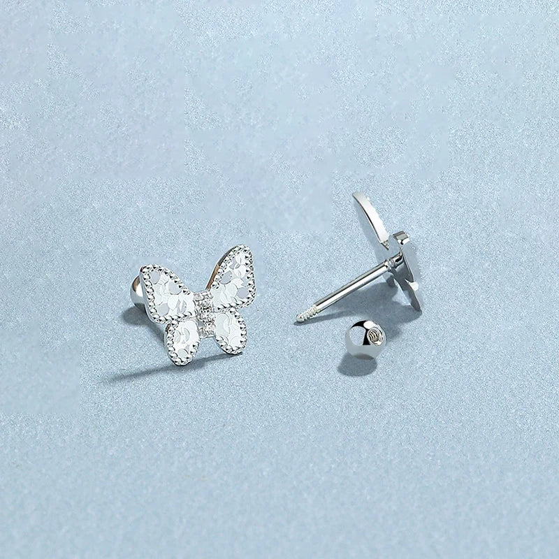 Trustdavis Real 925 Sterling Silver Sweet Fashion Butterfly Stud Earrings Women Girls Birthday Party Gift Jewelry DS4137