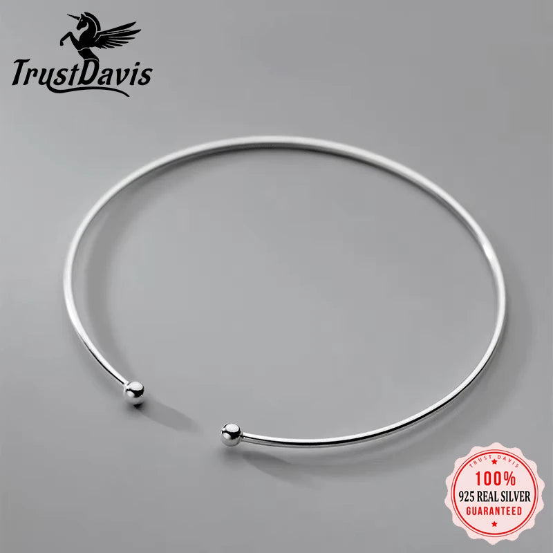 Open Round Bead Bracelet 925 Sterling Silver Minimalist Light Luxury Bracelet DS3202