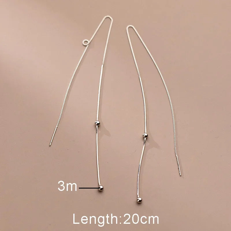 Sweet Long Beads Box Snake Chain Ear Line Earring DA2281