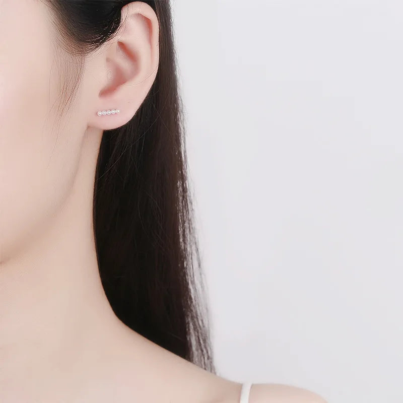 TrustDavis Real 925 Sterling Silver Earring Synthesis Pearl Beads Screw Stud Earring For Women Wedding Party Jewelry Gift DA2782