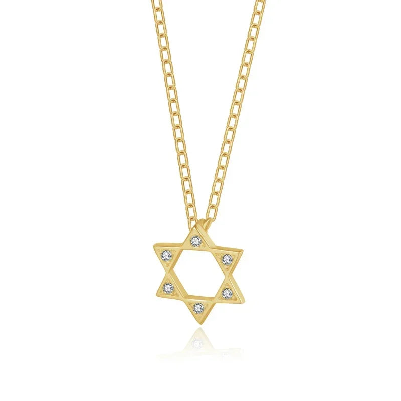 Trustdavis 925 Sterling Silver Necklace Jewelry CZ Stone Hexagon Pendant Gift Necklace For Women Silver 925 Jewelry DS1332