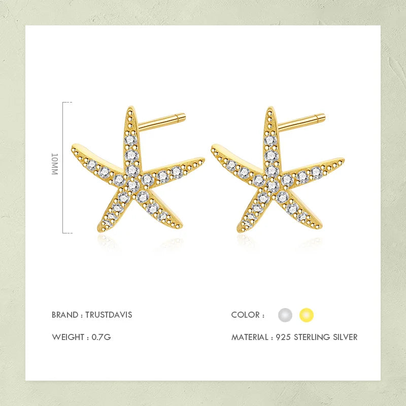 Cubic Zirconia Starfish Stud Earrings DF053