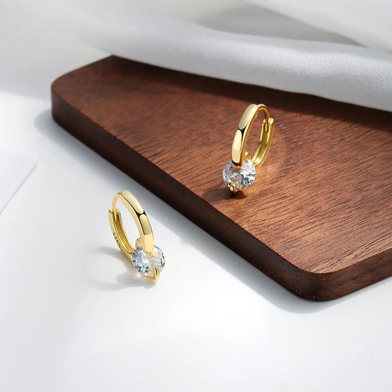 Pendientes TrustDavis Plata de Ley 925 auténtica a la moda para mujer, pendientes redondos simples de circonia para mujer y niña, joyería de regalo DS4235