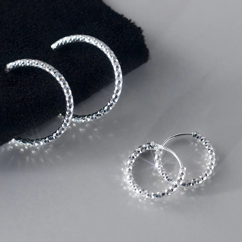 TrustDavis Real 925 Sterling Silver Shiny Hoop Earrings for Women Office Lady Girls Fine 925 Jewelry Wholesale DS3606