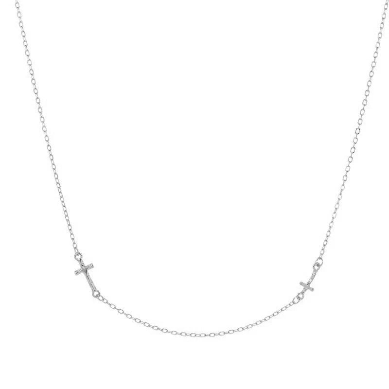 TrustDavis Real 925 Sterling Silver Fashion Cross-shaped collarbone layered necklace for Women Girls Gift Fine Jewelry DS4689