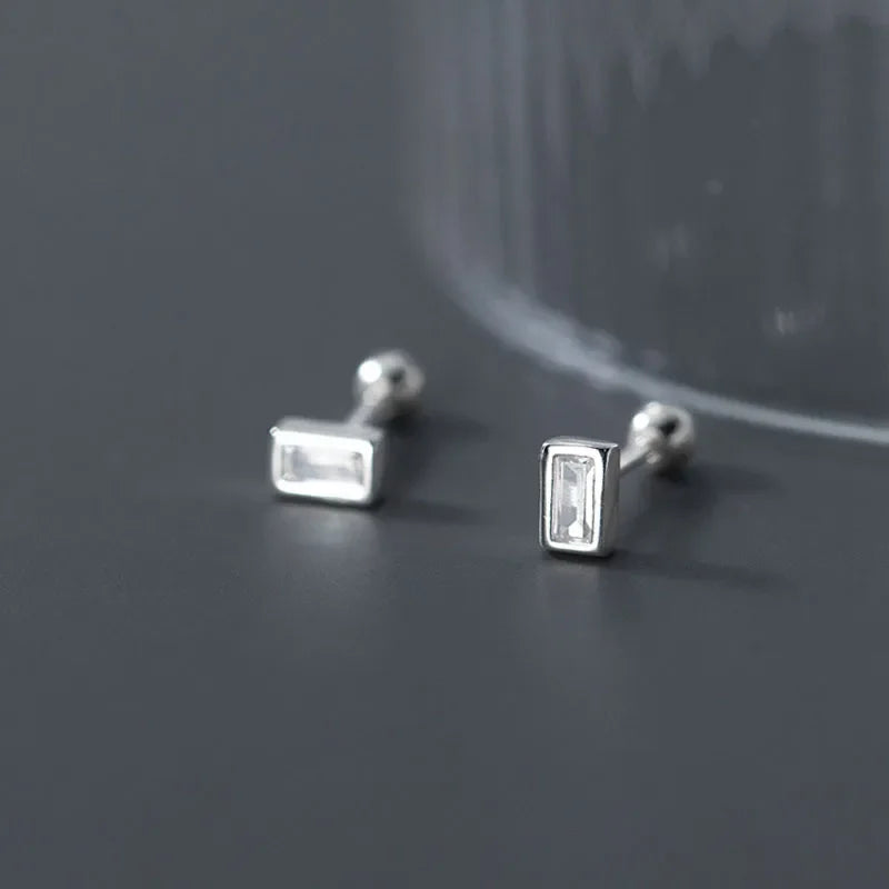 Geometric Square CZ Screw Stud Earring DB1144