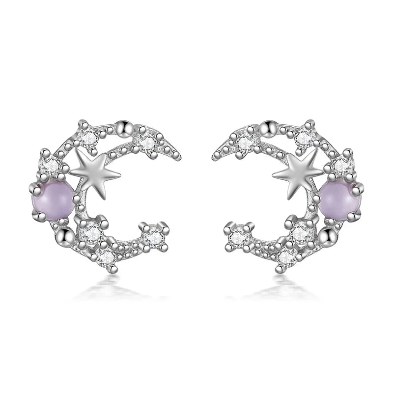 Trustdavis Real 925 Sterling Silver Sweet Love Moon Screw Stud Earrings for Women Children Girls Minimalist Jewelry DF2029