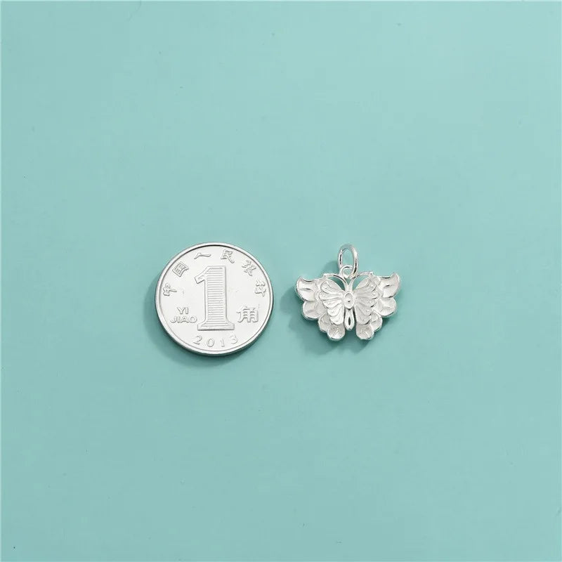 TrustDavis Real 925 Sterling Silver Retro Stereo Butterfly Charm Pendant Handmade DIY Accessories Fine Jewelry Wholesale DZ1740