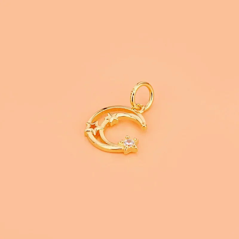 TrustDavis Real 925 Sterling Silver Fashion Hollow Moon CZ Charm Pendant Handmade DIY Accessories Fine Jewelry Wholesale HY221