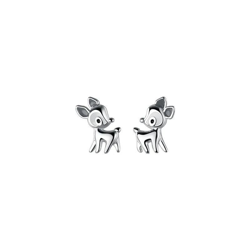 TrustDavis Real 925 Sterling Silver Fashion Sweet Christmas Elk Stud Earrings for Women Jewelry DB157