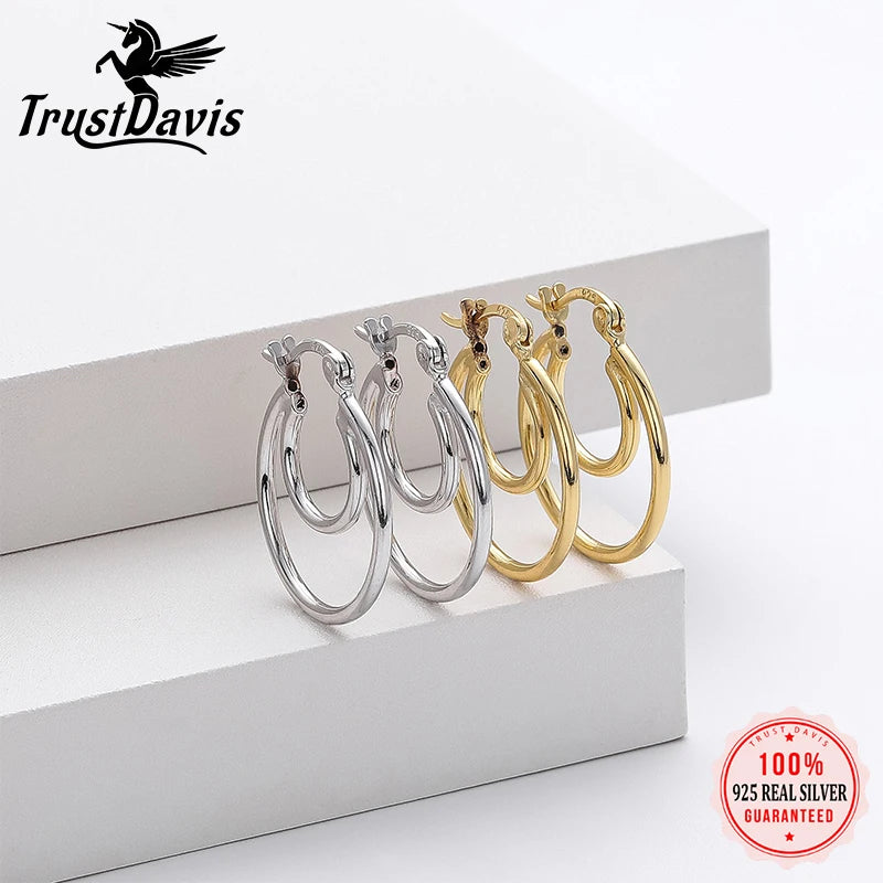 Simple Geometric Double Circle Hoop Earrings DS4382