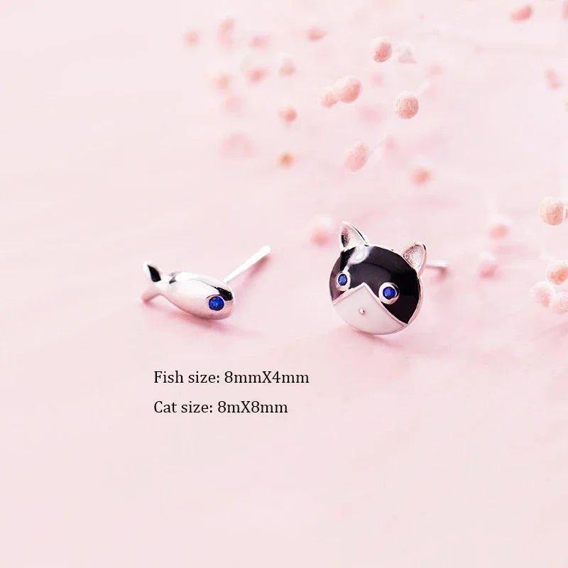 Asymmetric Cat Fish Stud Earrings DS856