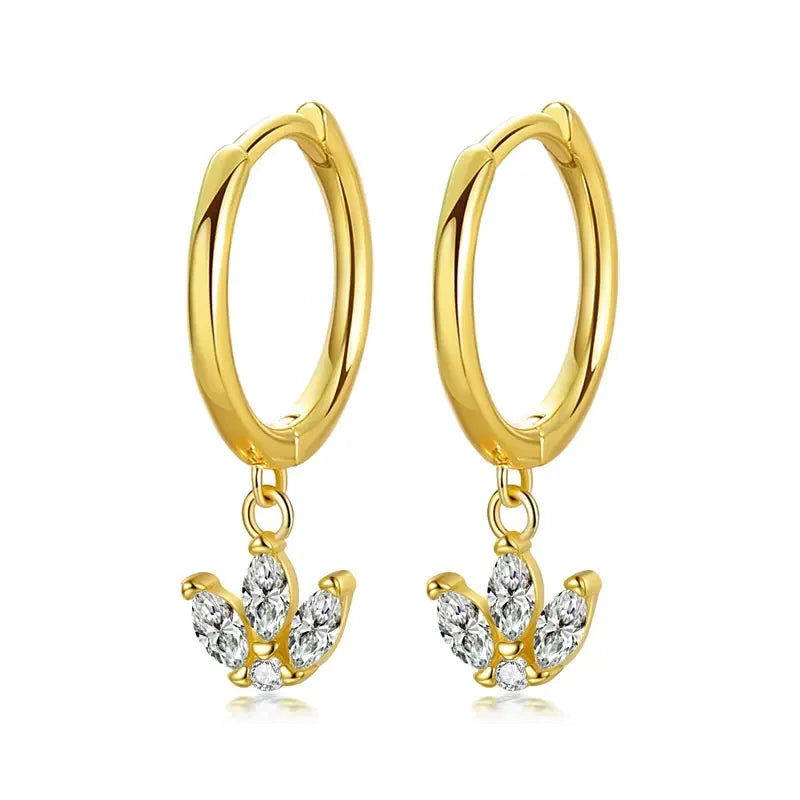 Real 925 Sterling Silve Fashion Asymmetric Star Moon Pendant Hoop Earrings DA2646