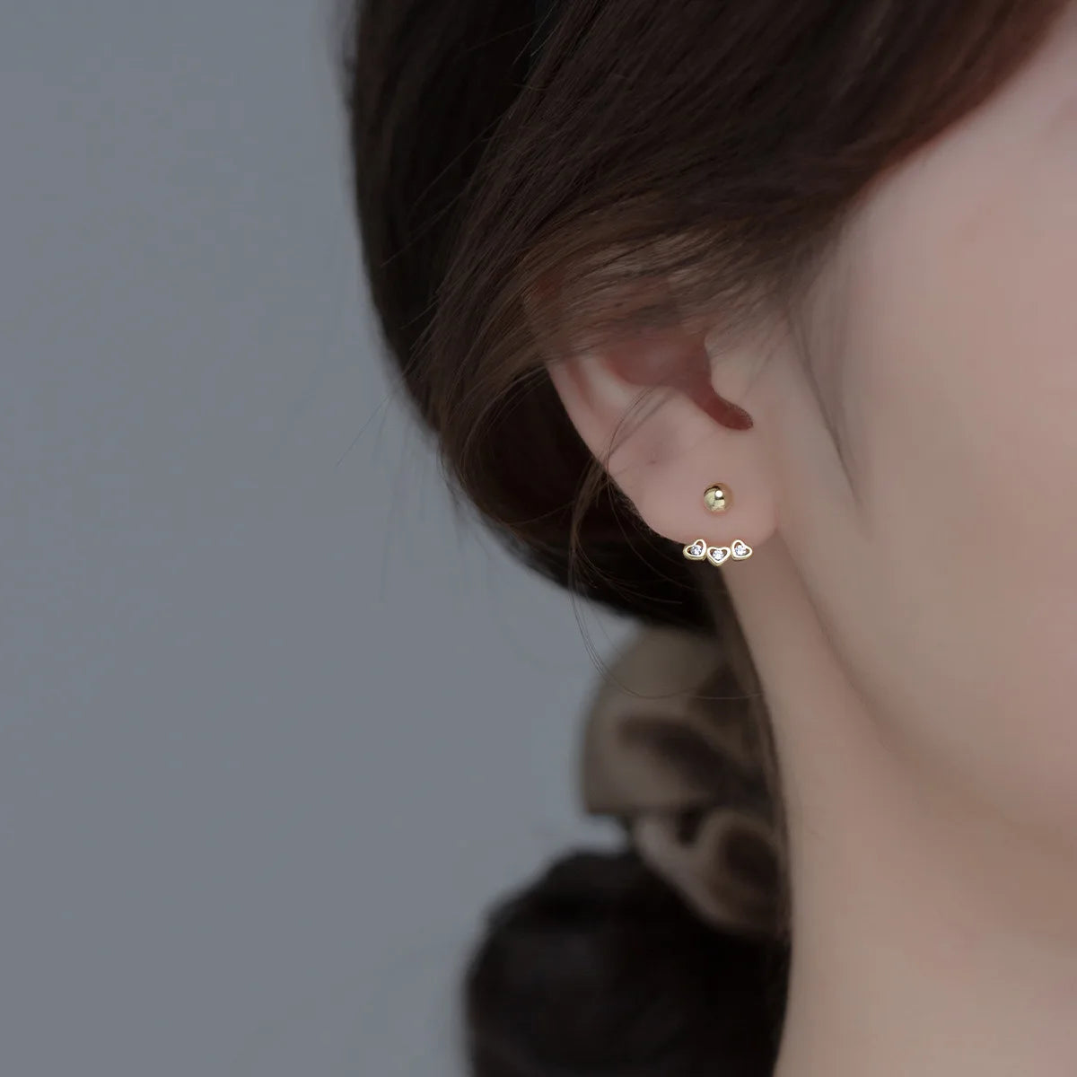 Heart Beads Screw Stud Earrings DA2858