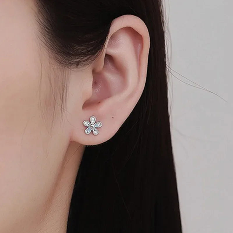 Trustdavis Real 925 Sterling Silver Sweet Colored Zircon Stud Earrings for Women Wedding Birthday Present Jewelry DA3212
