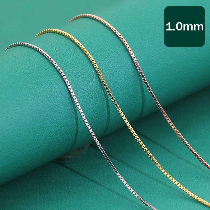 Trustdavis 100% 925 Sterling Silver Jewelry Box Chain Collarbone Chain Short Necklace For Women Silver 925 Jewelry DC07