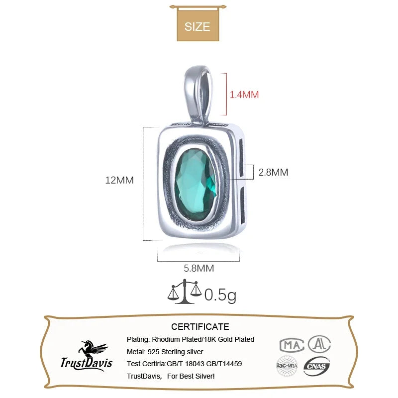 Green CZ Rectangle Pendant HY844