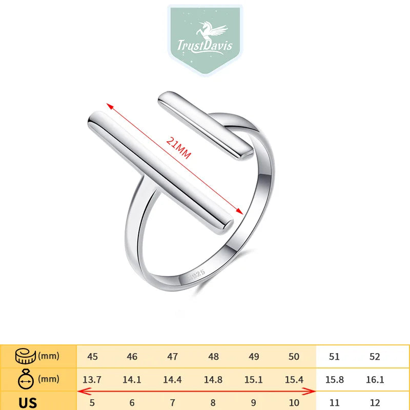 Geometric Simple Minimalist Surface Smooth Stick Adjustable Ring AZ06