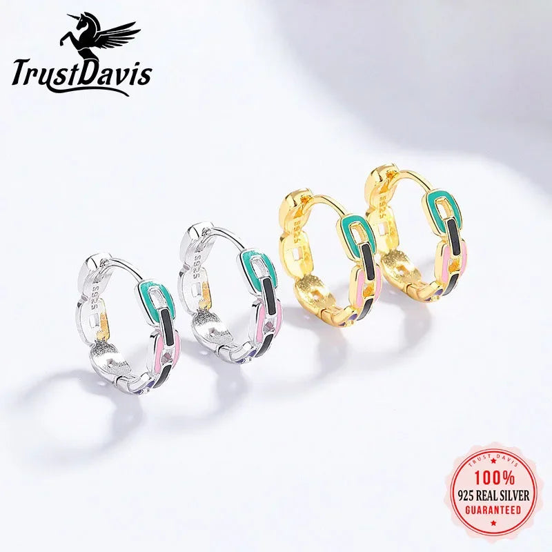 TrustDavis Fashion Retro 925 Sterling Silver Unique Design Geometry Charm for Women Engagement Anniversary Fine Jewelry DS4010