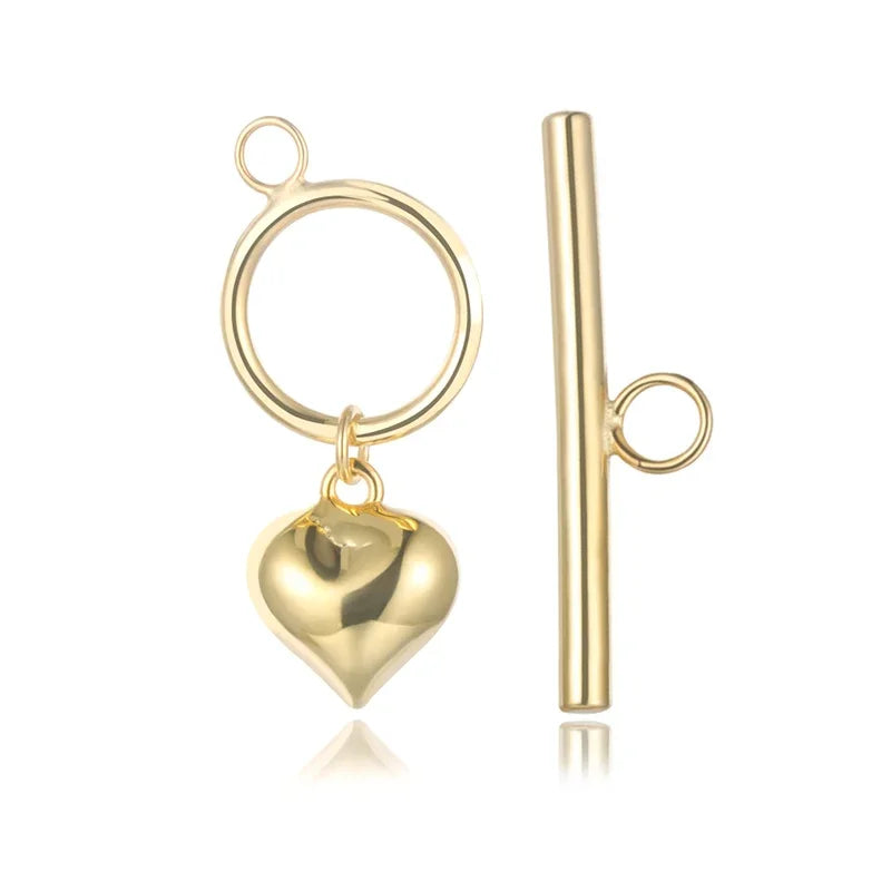 TrustDavis Real 925 Sterling Silver Fashion Romantic Heart OT Clasp Charm Pendant Handmade DIY Accessories Fine Jewelry HY295