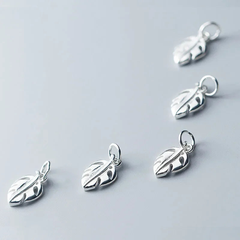 TrustDavis Real 925 Sterling Silver Fashion Sweet Hollow Leaves Charm Pendant Handmade DIY Accessories Jewelry Wholesale DZ134