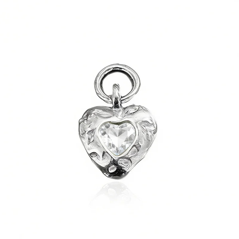 Textured Heart Charm Pendant DZ1886