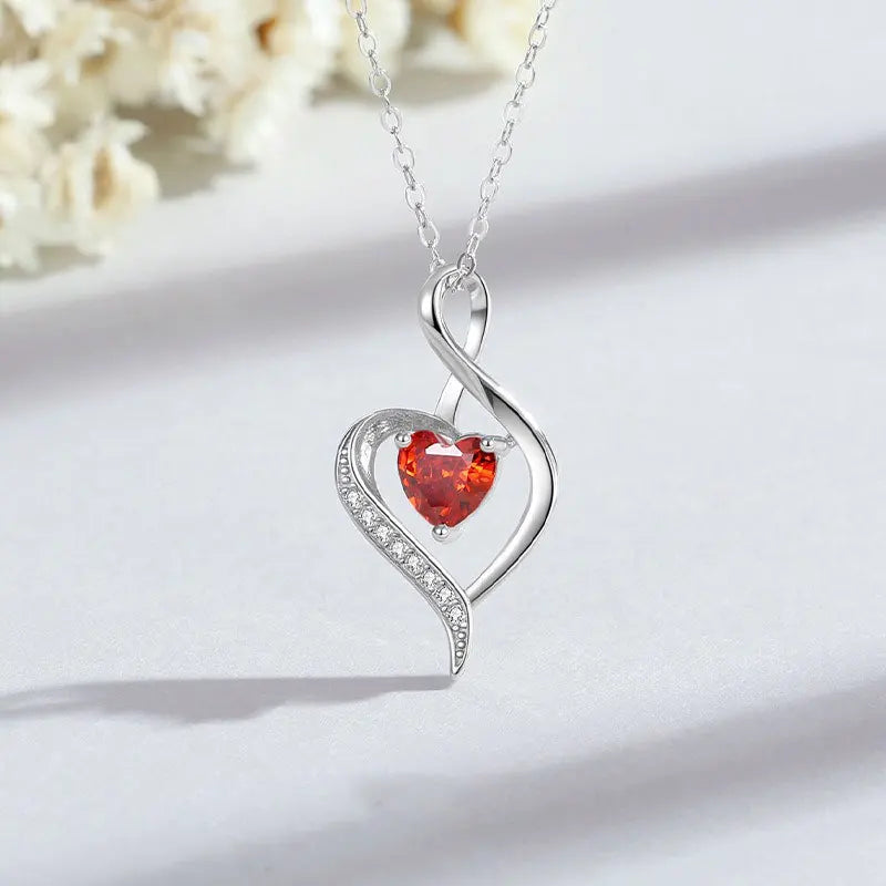 TrustDavis 925 Sterling Silver Women's Heart Shaped with Heart Diamond Necklace for Mother's Day Birthday Gift Jewelry DS4193