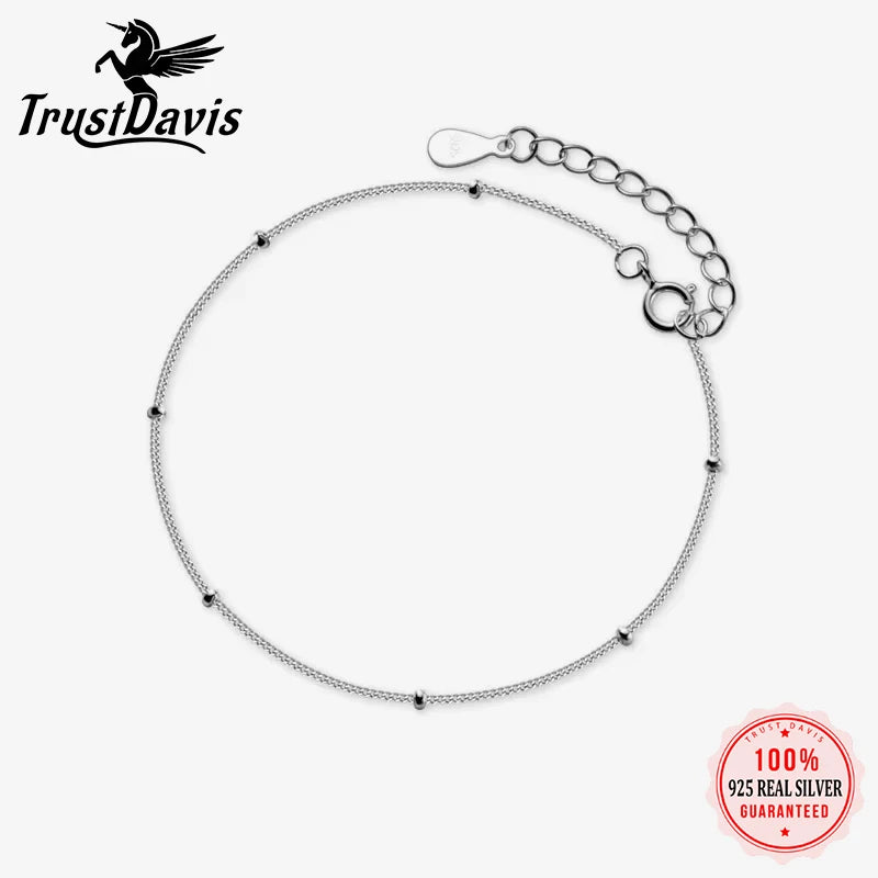 925 Sterling Silver Fashion Simple Beads Chain Bracelets DA1085