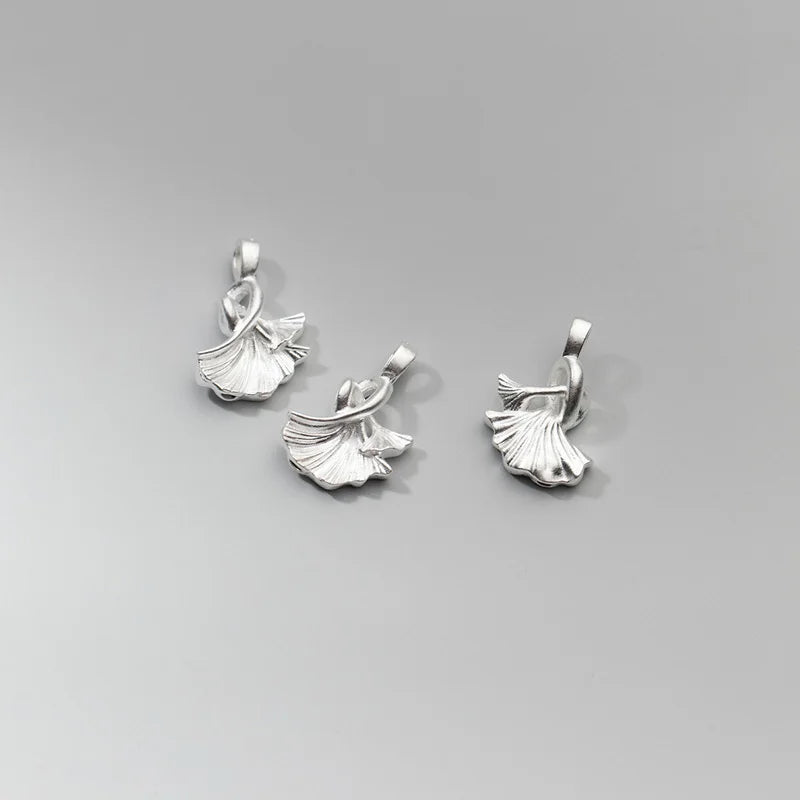 TrustDavis Real 925 Sterling Silver Fashion Ginkgo Leaf Charm Pendant Handmade DIY Accessories Fine Jewelry Wholesale HY041