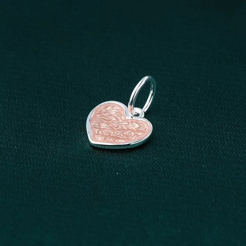 TrustDavis New Fashion Real 925 Sterling Silver Cute Romantic Heart CZ Charm Pendant Handmade DIY Accessories Wholesale DZ1648