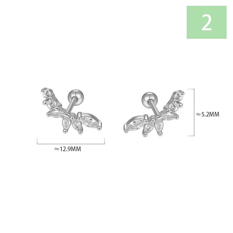 Geometric Zircon Screw Stud Earrings DS4644