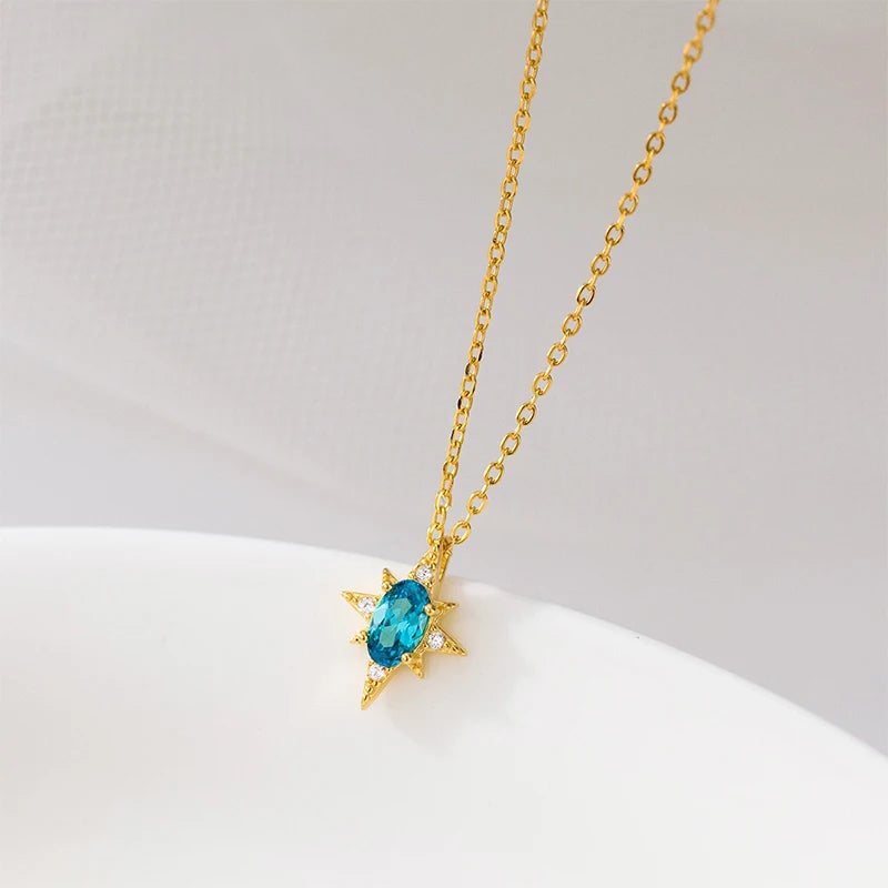 TrustDavis Real 925 Sterling Silver Fashion Charm Eight-pointed Star Necklace for Women Wedding Birthday Fine Jewelry DS4163