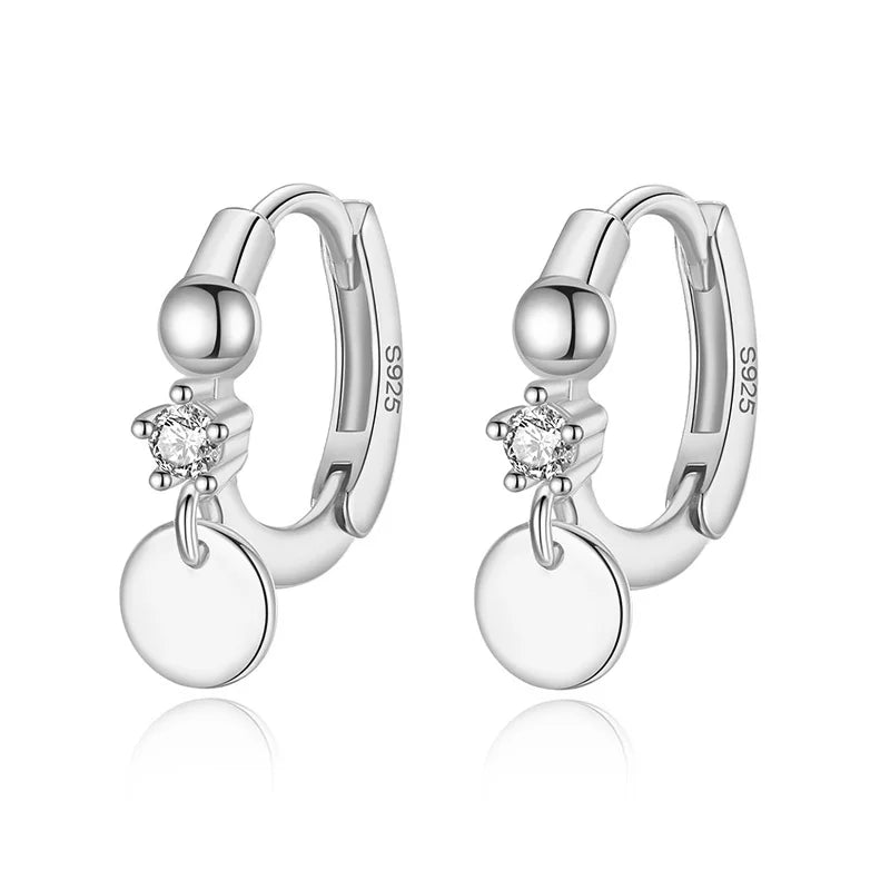 Disc Pendant Crystal Zircon Hoop Earrings DA2428