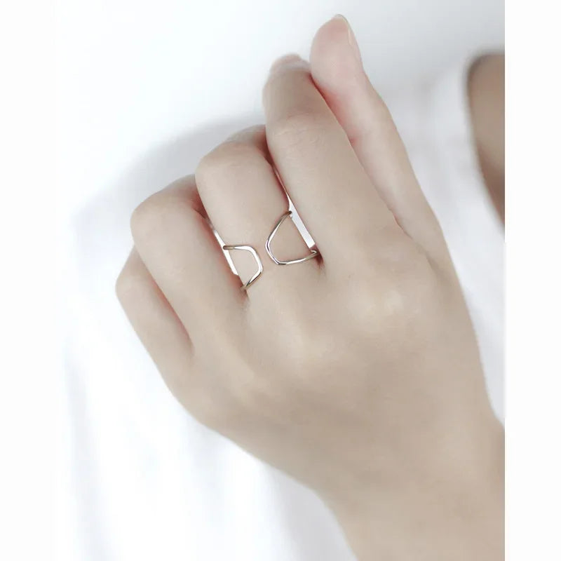 Double Line Opening Rings Elegant Cross Ring DS296